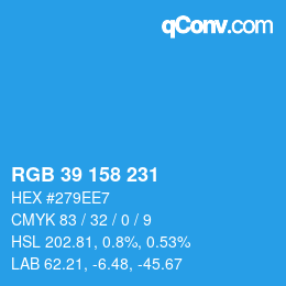 Color code: RGB 39 158 231 | qconv.com
