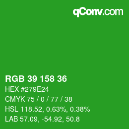 カラーコード: RGB 39 158 36 | qconv.com