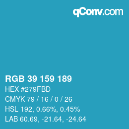 カラーコード: RGB 39 159 189 | qconv.com