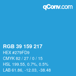 颜色代码: RGB 39 159 217 | qconv.com