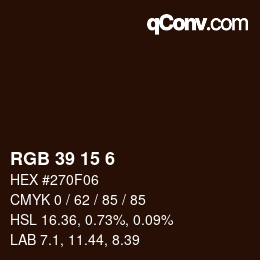 Color code: RGB 39 15 6 | qconv.com