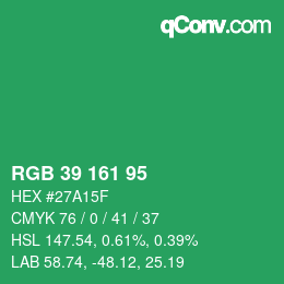 Color code: RGB 39 161 95 | qconv.com