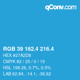 カラーコード: RGB 39 162.4 216.4 | qconv.com