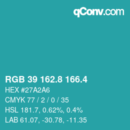 カラーコード: RGB 39 162.8 166.4 | qconv.com