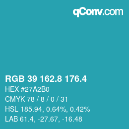 カラーコード: RGB 39 162.8 176.4 | qconv.com