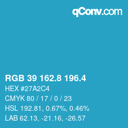 カラーコード: RGB 39 162.8 196.4 | qconv.com