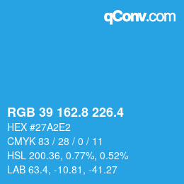 カラーコード: RGB 39 162.8 226.4 | qconv.com