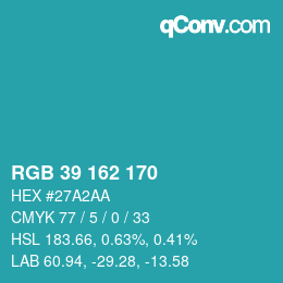 Color code: RGB 39 162 170 | qconv.com