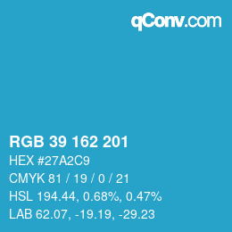 颜色代码: RGB 39 162 201 | qconv.com