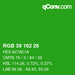Color code: RGB 39 162 26 | qconv.com
