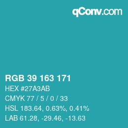 Color code: RGB 39 163 171 | qconv.com