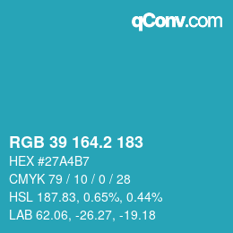 カラーコード: RGB 39 164.2 183 | qconv.com