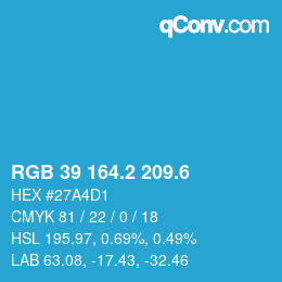 カラーコード: RGB 39 164.2 209.6 | qconv.com