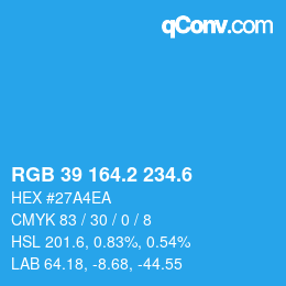 カラーコード: RGB 39 164.2 234.6 | qconv.com