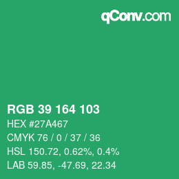 Color code: RGB 39 164 103 | qconv.com