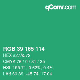 Color code: RGB 39 165 114 | qconv.com