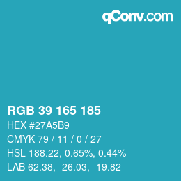 Color code: RGB 39 165 185 | qconv.com