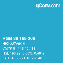 Color code: RGB 39 169 206 | qconv.com