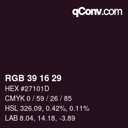 カラーコード: RGB 39 16 29 | qconv.com