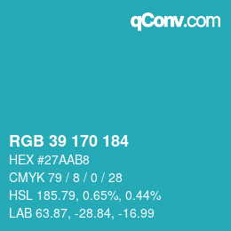 Color code: RGB 39 170 184 | qconv.com