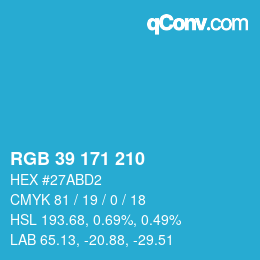 カラーコード: RGB 39 171 210 | qconv.com
