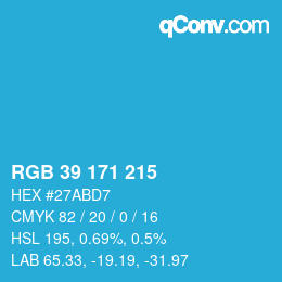 颜色代码: RGB 39 171 215 | qconv.com