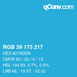 Color code: RGB 39 173 217 | qconv.com