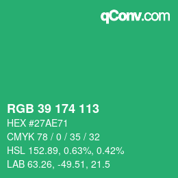 Color code: RGB 39 174 113 | qconv.com