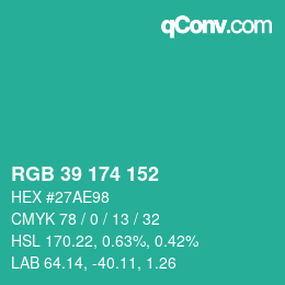 Color code: RGB 39 174 152 | qconv.com