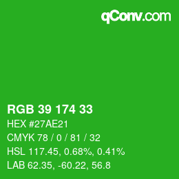 Color code: RGB 39 174 33 | qconv.com