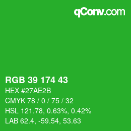 Color code: RGB 39 174 43 | qconv.com