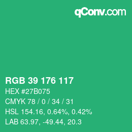 Color code: RGB 39 176 117 | qconv.com