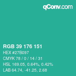 Color code: RGB 39 176 151 | qconv.com