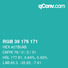Código de color: RGB 39 176 171 | qconv.com