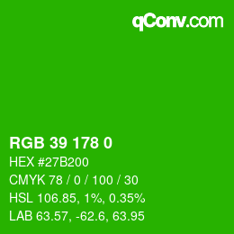 Color code: RGB 39 178 0 | qconv.com