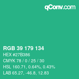 Color code: RGB 39 179 134 | qconv.com