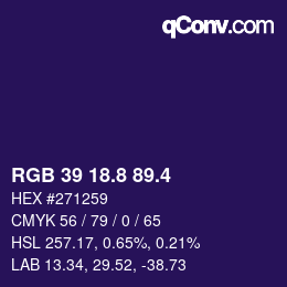 カラーコード: RGB 39 18.8 89.4 | qconv.com