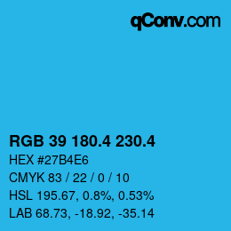 カラーコード: RGB 39 180.4 230.4 | qconv.com