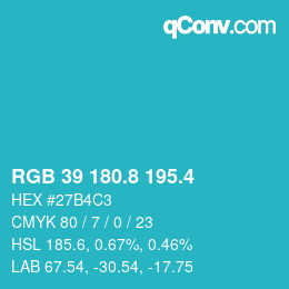 カラーコード: RGB 39 180.8 195.4 | qconv.com