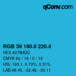 カラーコード: RGB 39 180.8 220.4 | qconv.com
