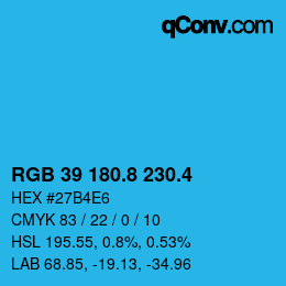 カラーコード: RGB 39 180.8 230.4 | qconv.com