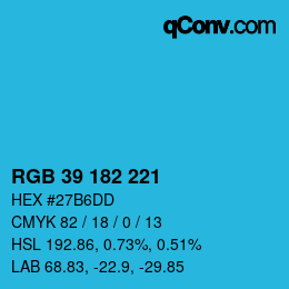 Color code: RGB 39 182 221 | qconv.com