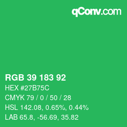 カラーコード: RGB 39 183 92 | qconv.com
