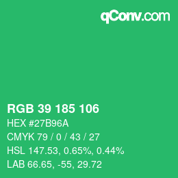 Color code: RGB 39 185 106 | qconv.com