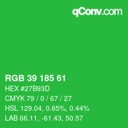 Color code: RGB 39 185 61 | qconv.com