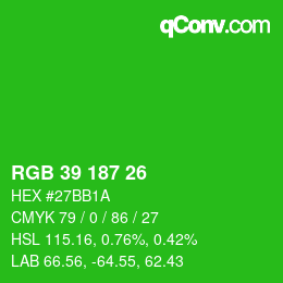 Color code: RGB 39 187 26 | qconv.com