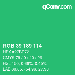 Color code: RGB 39 189 114 | qconv.com