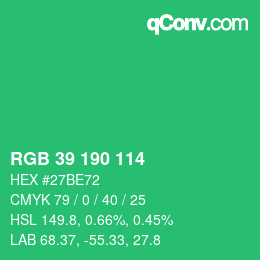 Color code: RGB 39 190 114 | qconv.com