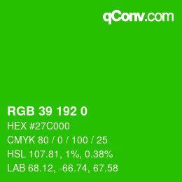 カラーコード: RGB 39 192 0 | qconv.com