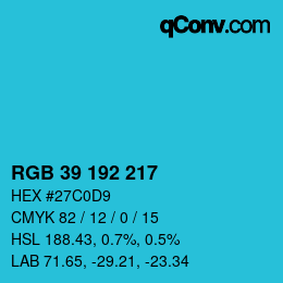 Color code: RGB 39 192 217 | qconv.com